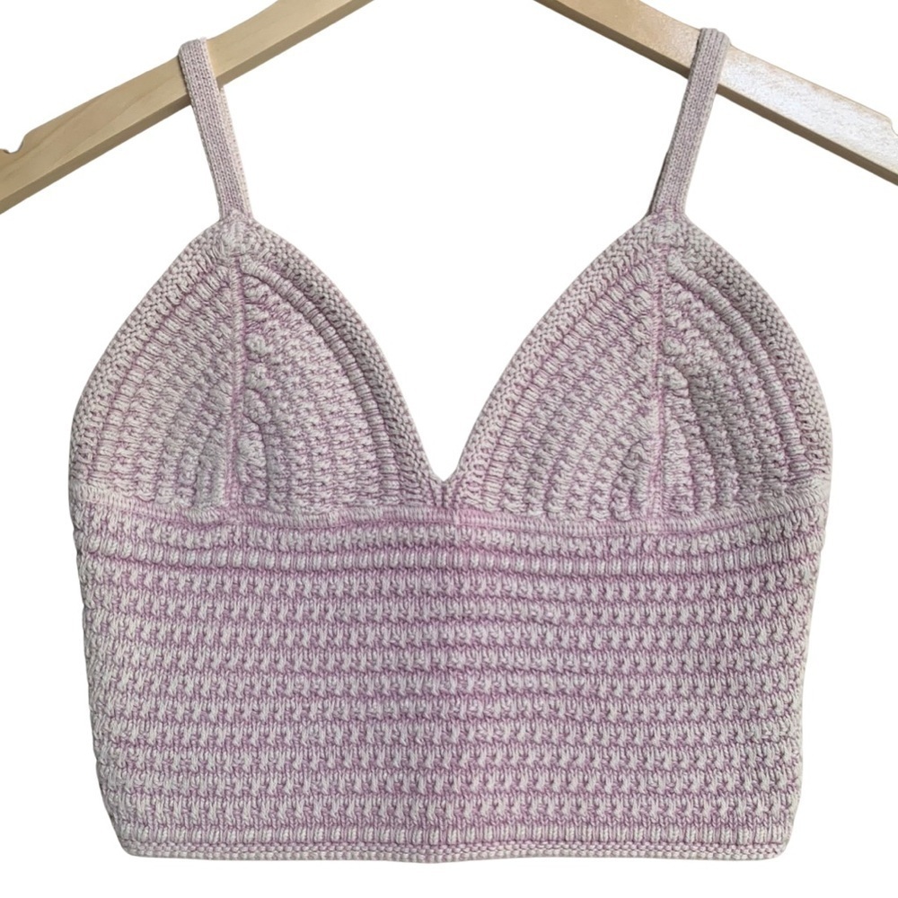 Pac Sun LA Hearts Pink Knit Crochet Spaghetti Strap Crop Top